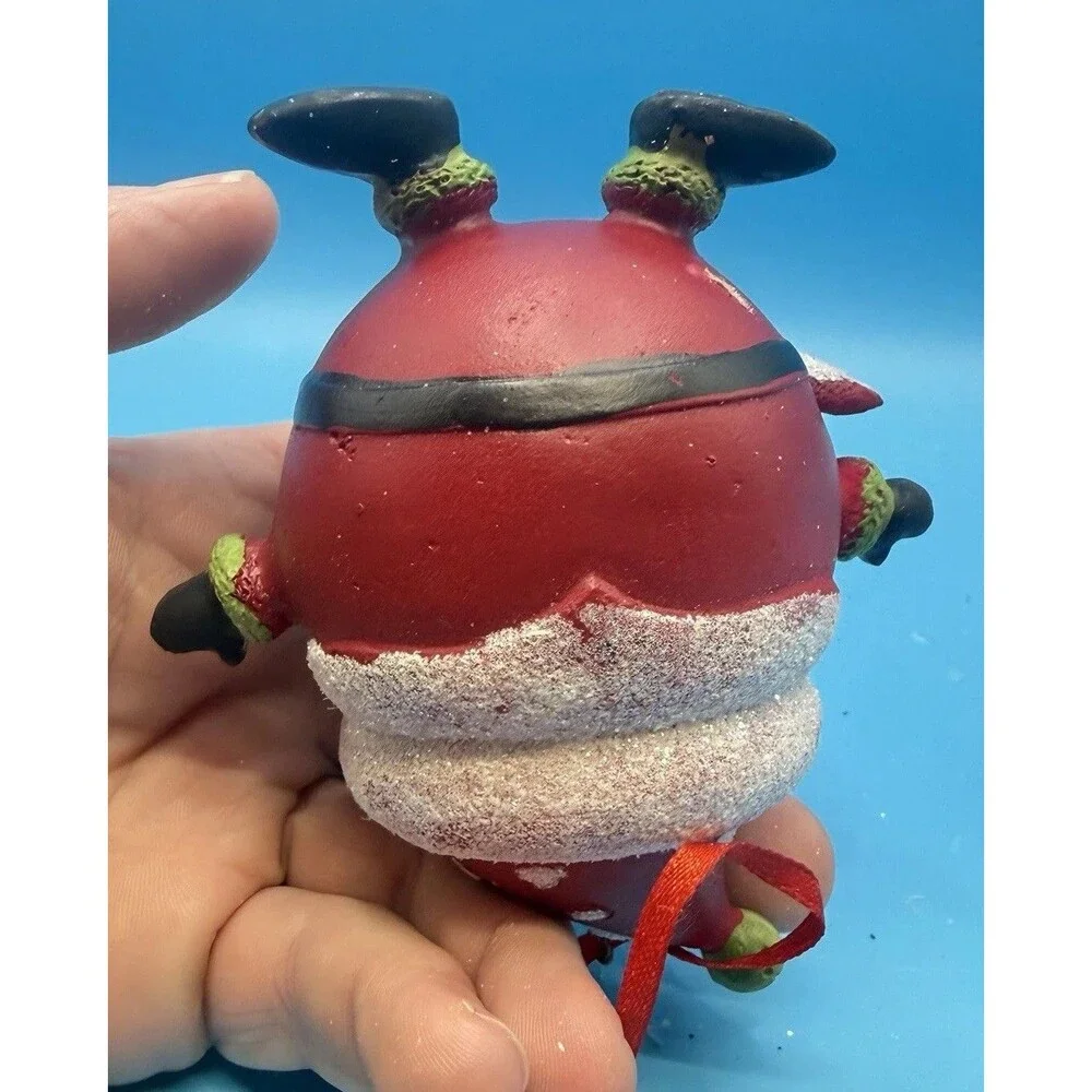 Ceramic Santa Claus Christmas Ornament Glitter Red Green Holiday Decor Unbranded